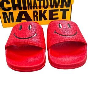 CTM Smiley Red Black Slide Size 6 Comfortable Summer Sandals For Men & Women Box